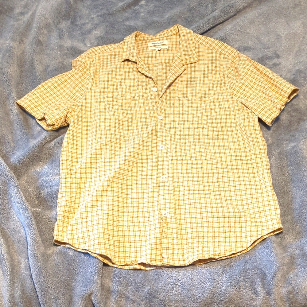 Madewell Crinkle Cotton Easy Short-Sleeve Shirt in Plaid